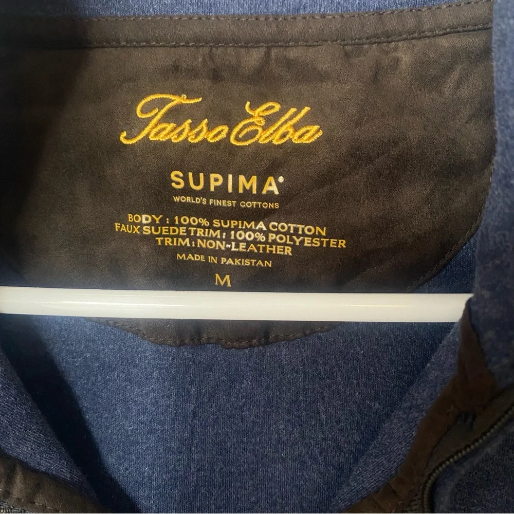 Tasso Elba Men’s Supima Cotton Quarter Zip Pullover Sweater Medium Navy Blue‎